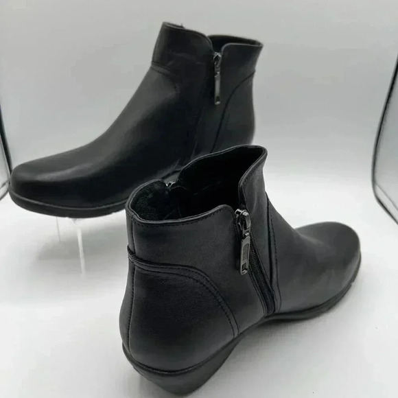 Propet Womens Black Leather Ankle Boots 11 W Double Zipper Comfortable & Stylish - Picture 4 of 13